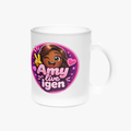"Amy live igen" kaffemugg i frostat glas