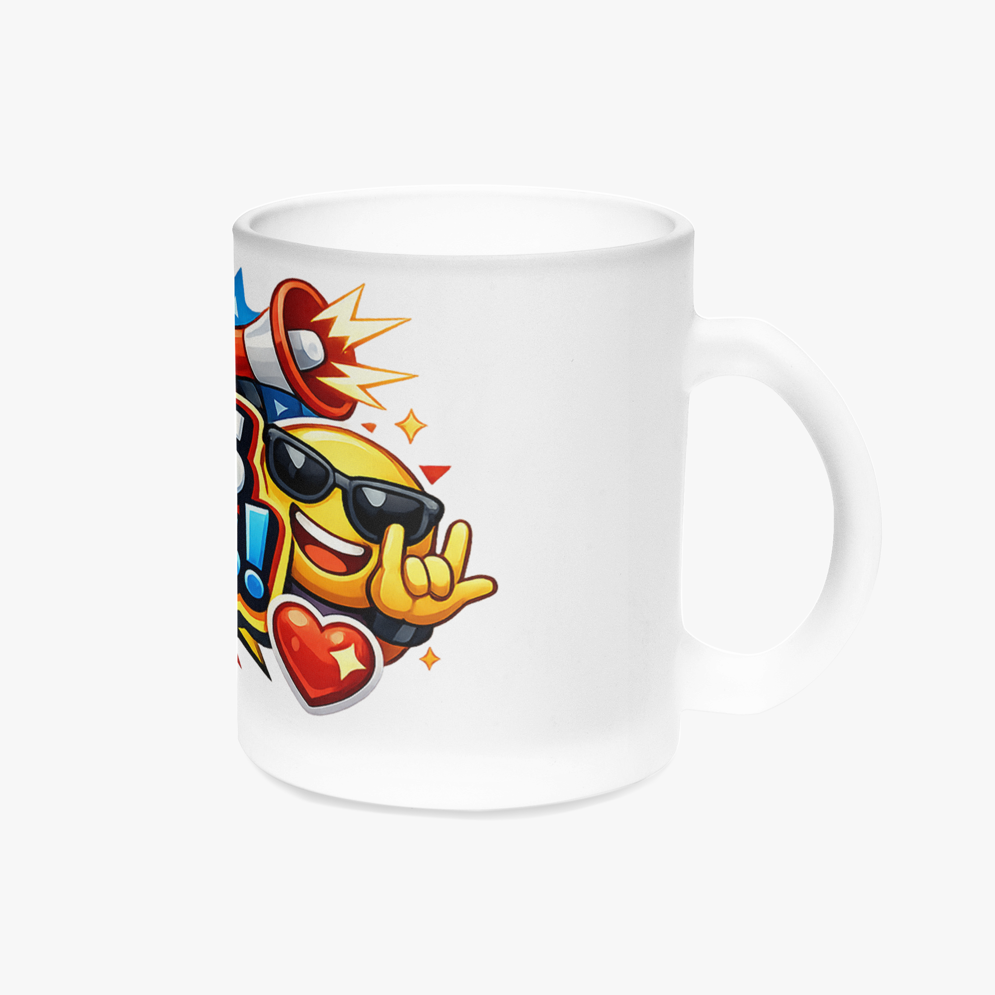 "Vi hörs & störs" kaffemugg i frostat glas