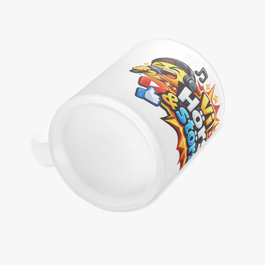 "Vi hörs & störs" kaffemugg i frostat glas