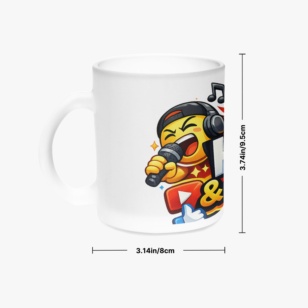 "Vi hörs & störs" kaffemugg i frostat glas