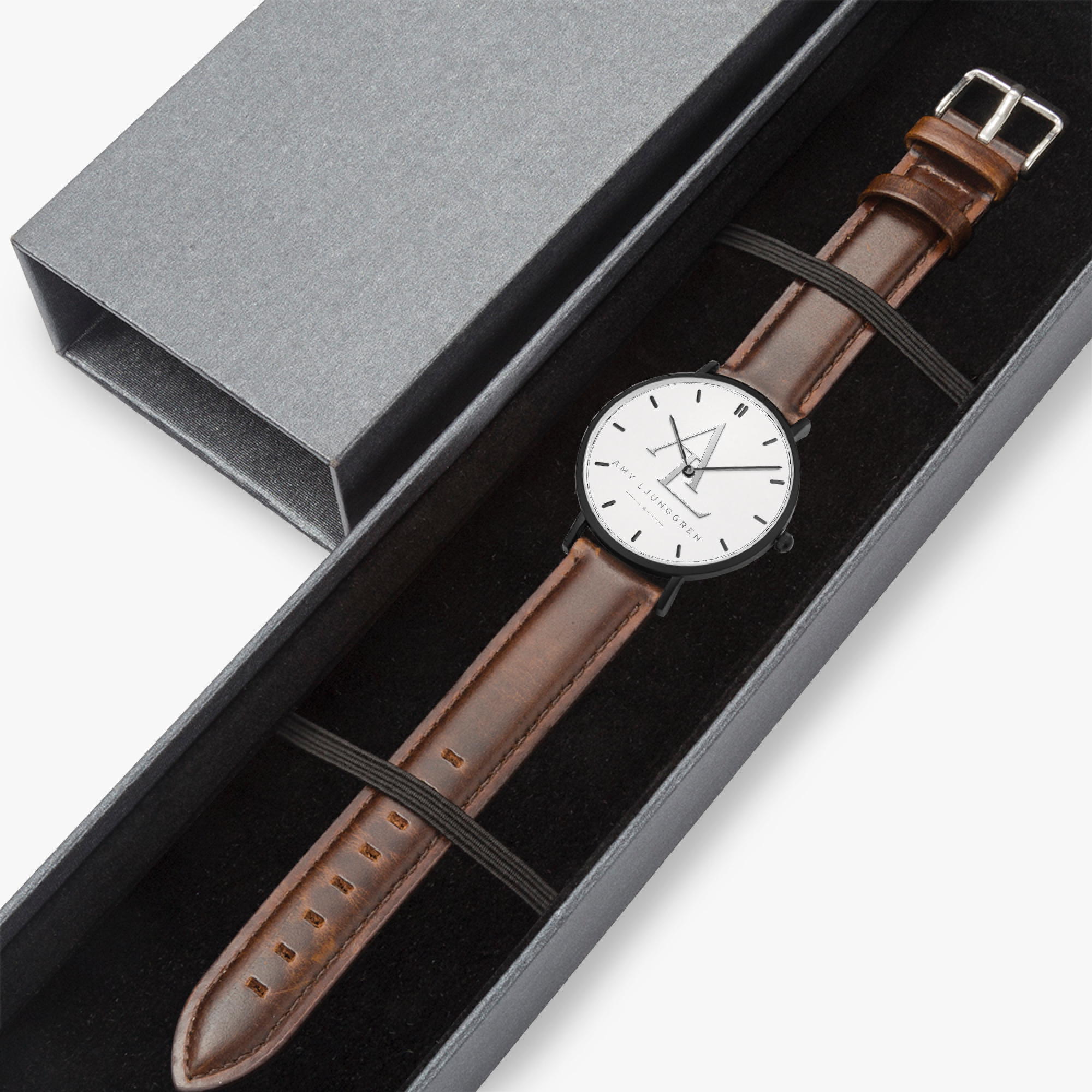 Armbandsur med rem i konstläder