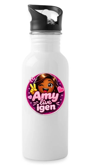 "Amy live igen" Vattenflaska med integrerat sugrör 600ml