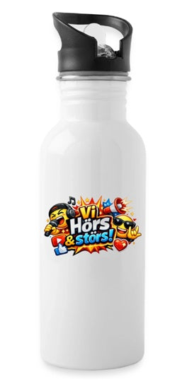 "Vi hörs & störs" Vattenflaska med integrerat sugrör 600ml